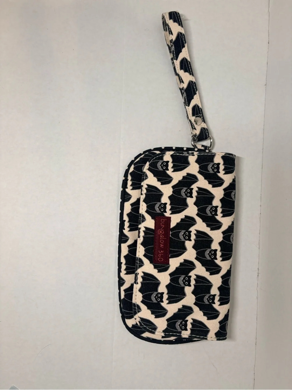 bungalow 360 Black & Cream Bat Pattern Wristlet